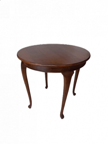 Round English coffee table in stained beech, first half of the 20th century