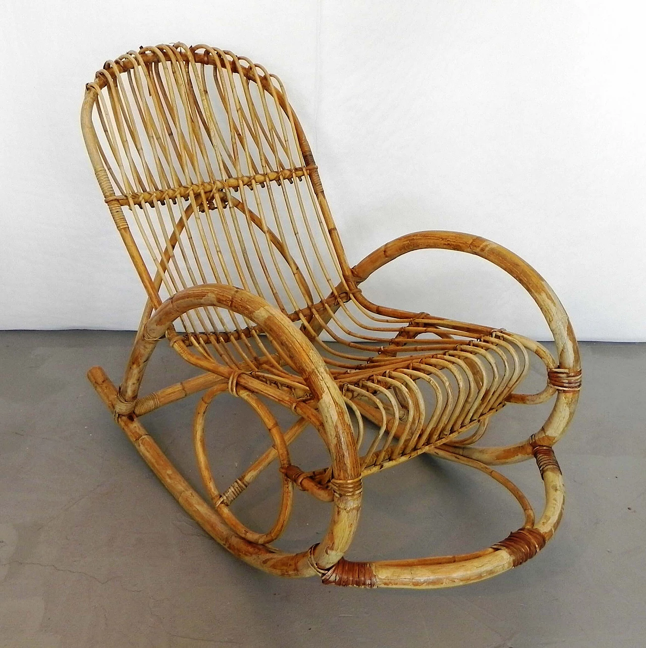Rocking rattan armchair by Rohe Noordwolde, 1960s 1324409