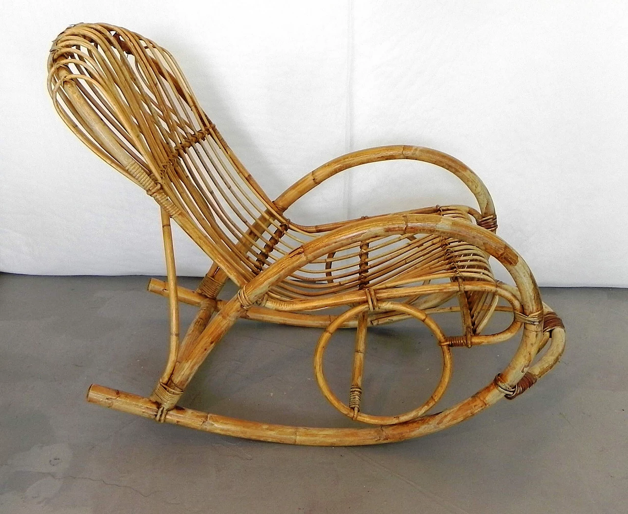 Rocking rattan armchair by Rohe Noordwolde, 1960s 1324413
