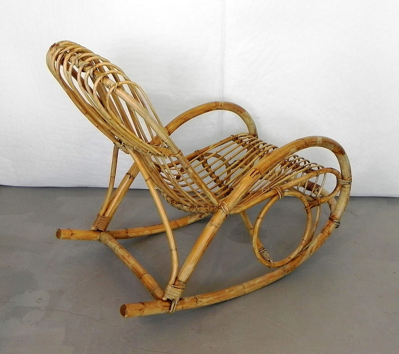 Rocking rattan armchair by Rohe Noordwolde, 1960s 1324414
