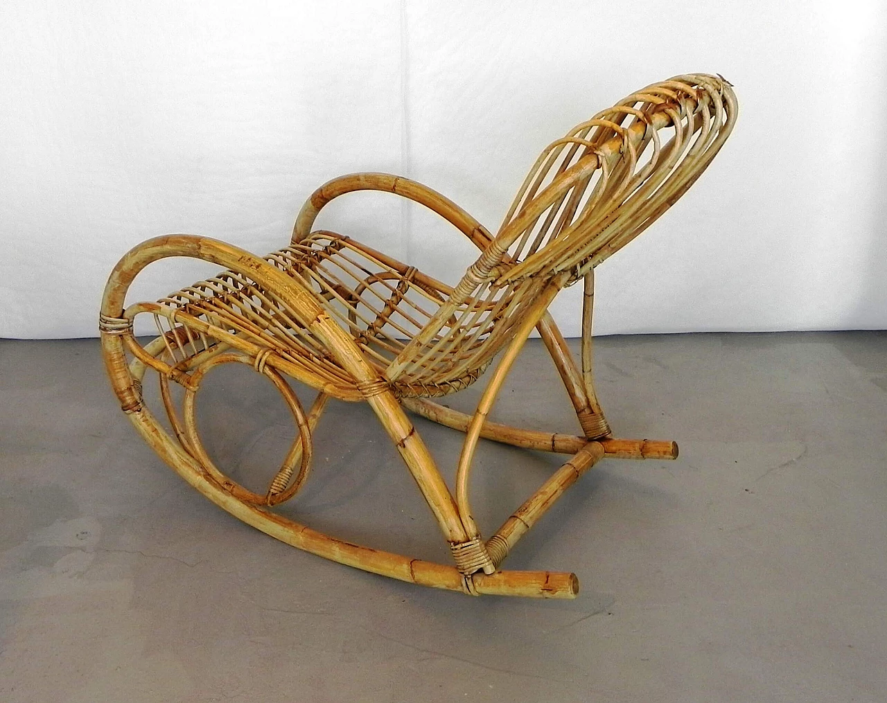 Rocking rattan armchair by Rohe Noordwolde, 1960s 1324416