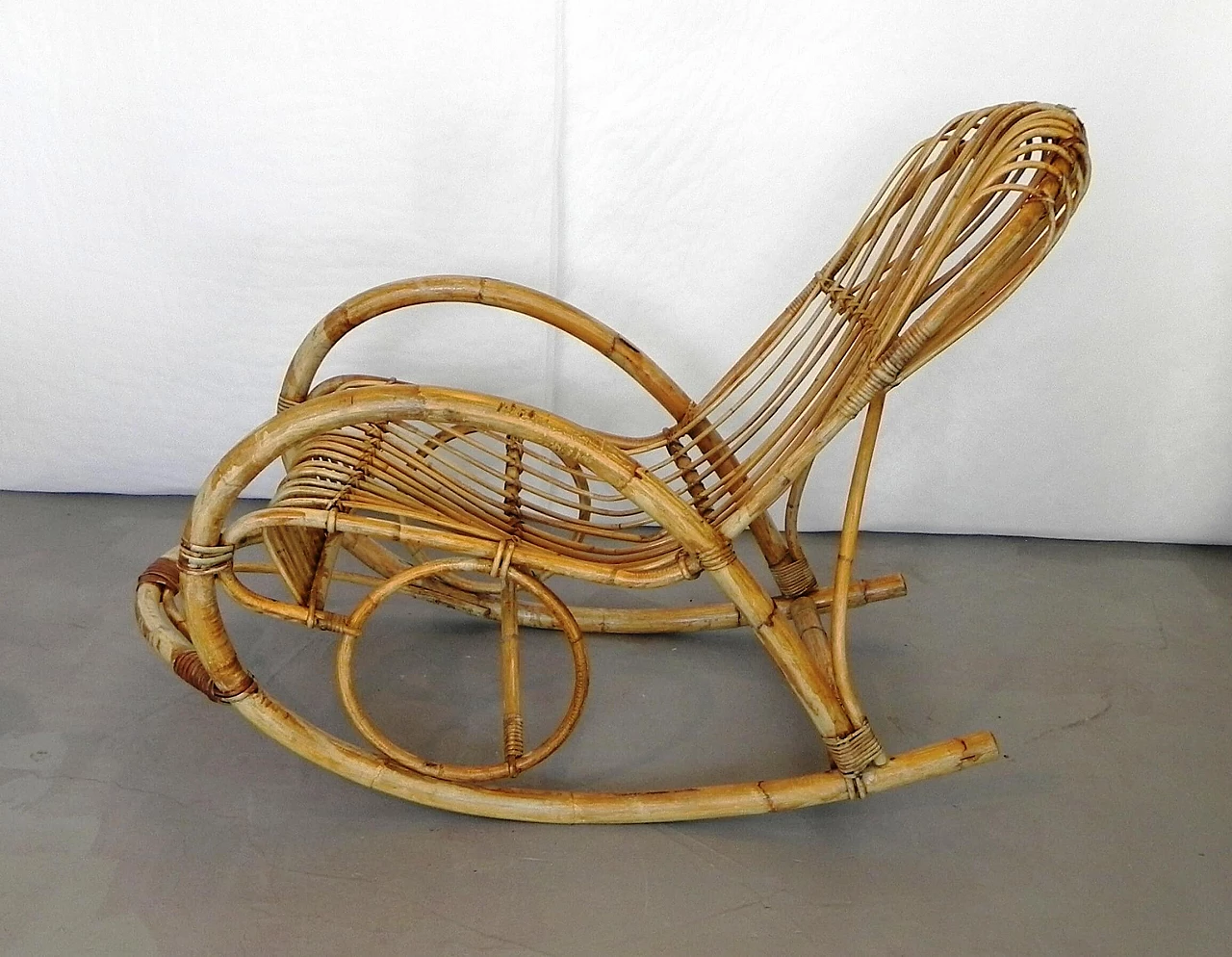 Rocking rattan armchair by Rohe Noordwolde, 1960s 1324417