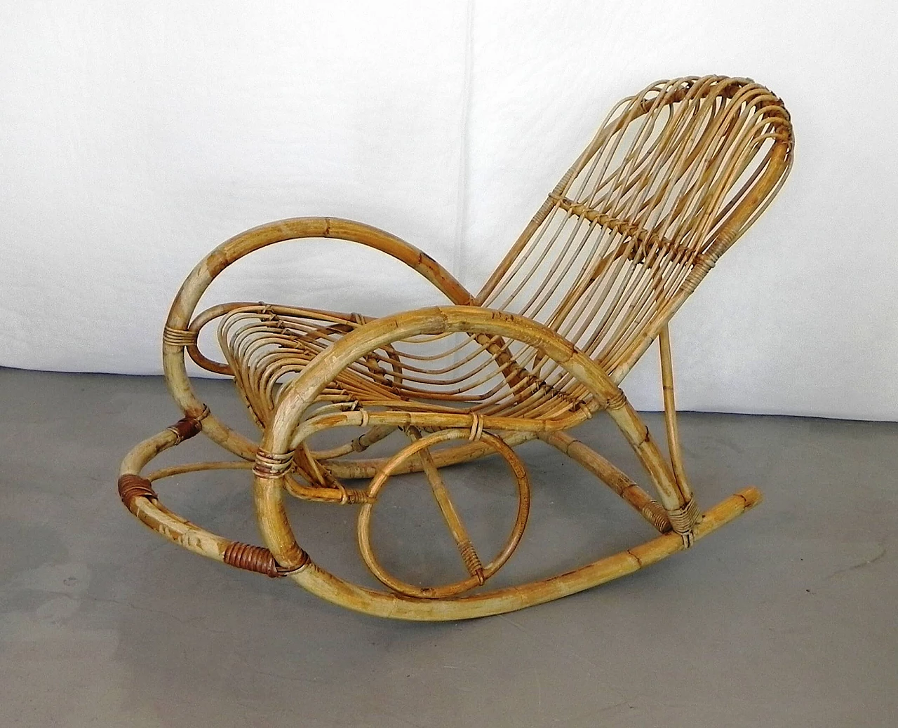 Rocking rattan armchair by Rohe Noordwolde, 1960s 1324419