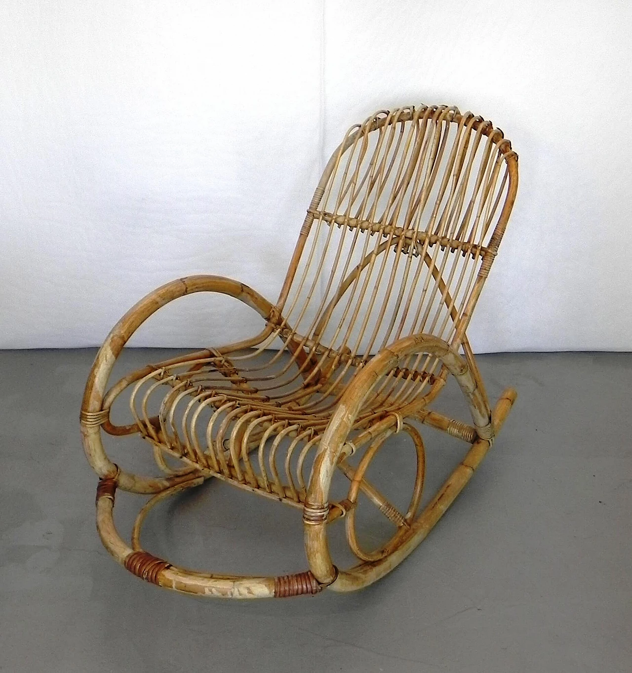 Rocking rattan armchair by Rohe Noordwolde, 1960s 1324423