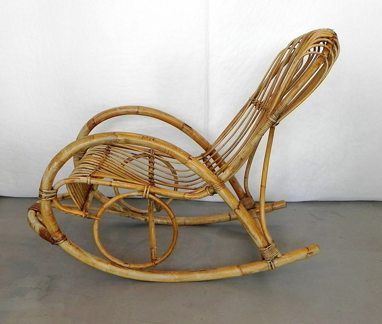 Rocking rattan armchair by Rohe Noordwolde, 1960s 1324431