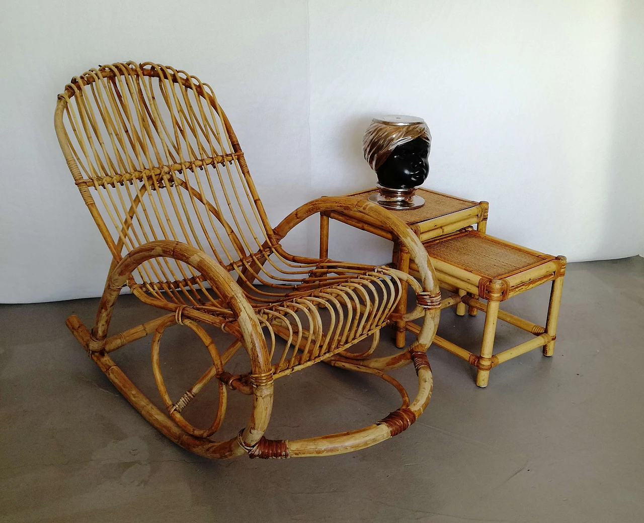 Rocking rattan armchair by Rohe Noordwolde, 1960s 1324433