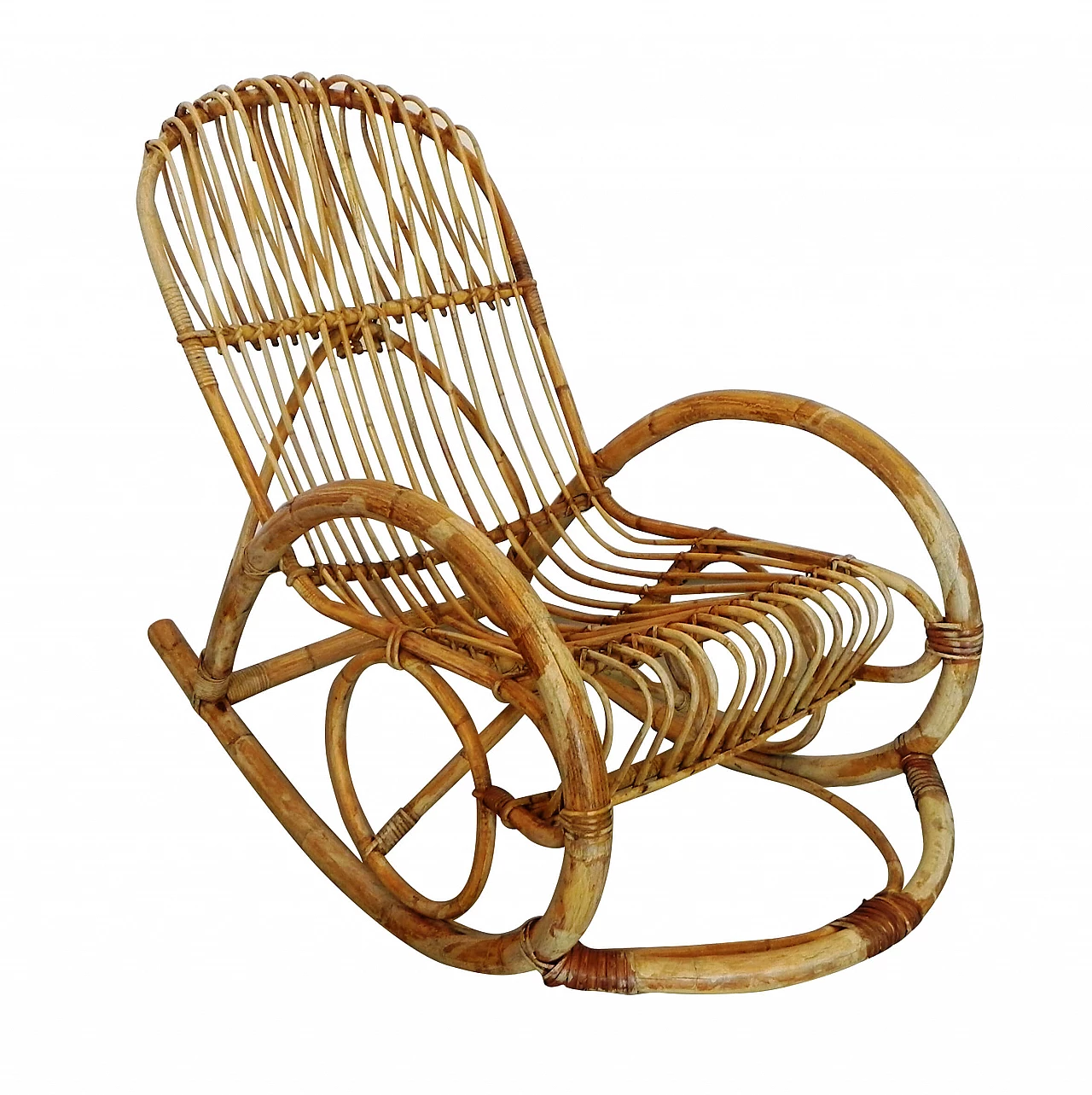 Rocking rattan armchair by Rohe Noordwolde, 1960s 1324607