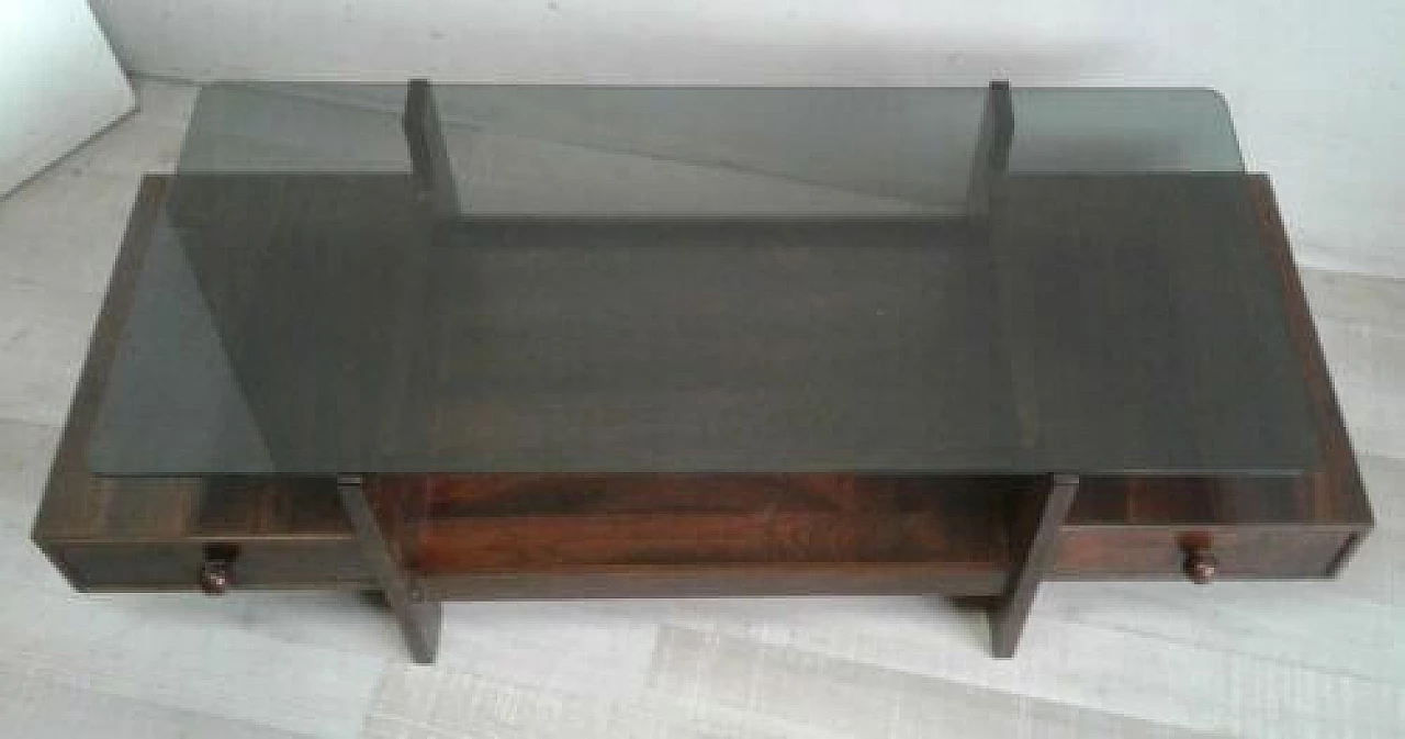 Teak coffee table with glass top, 1970s 1324638
