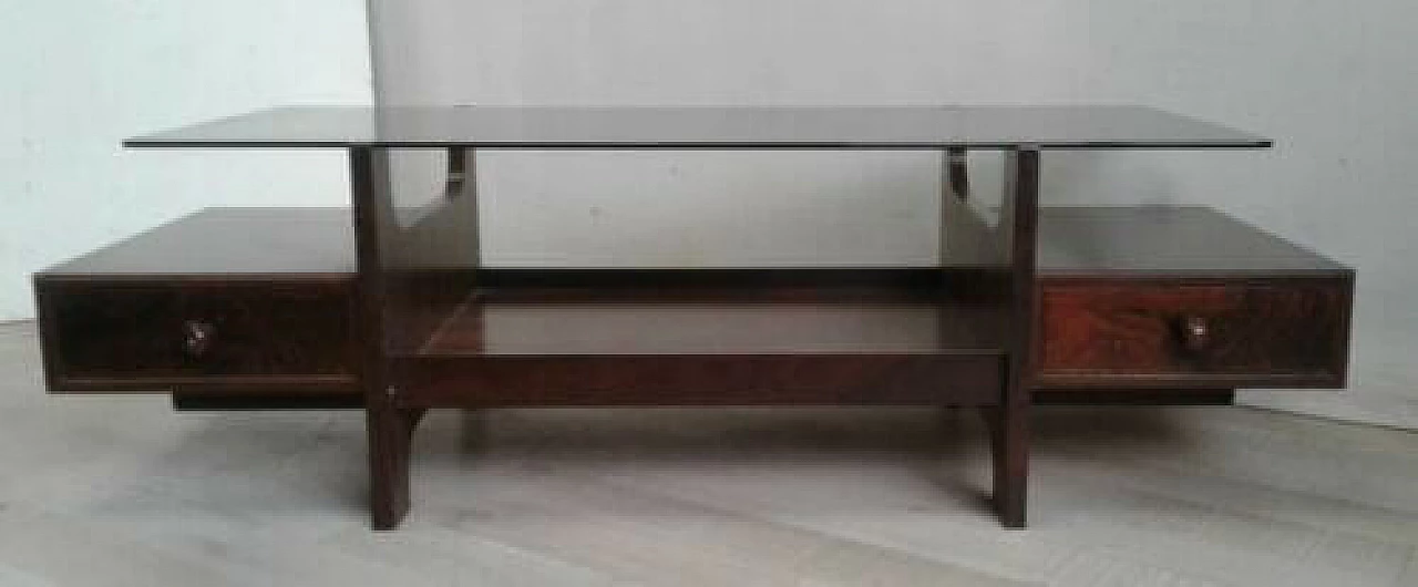 Teak coffee table with glass top, 1970s 1324639