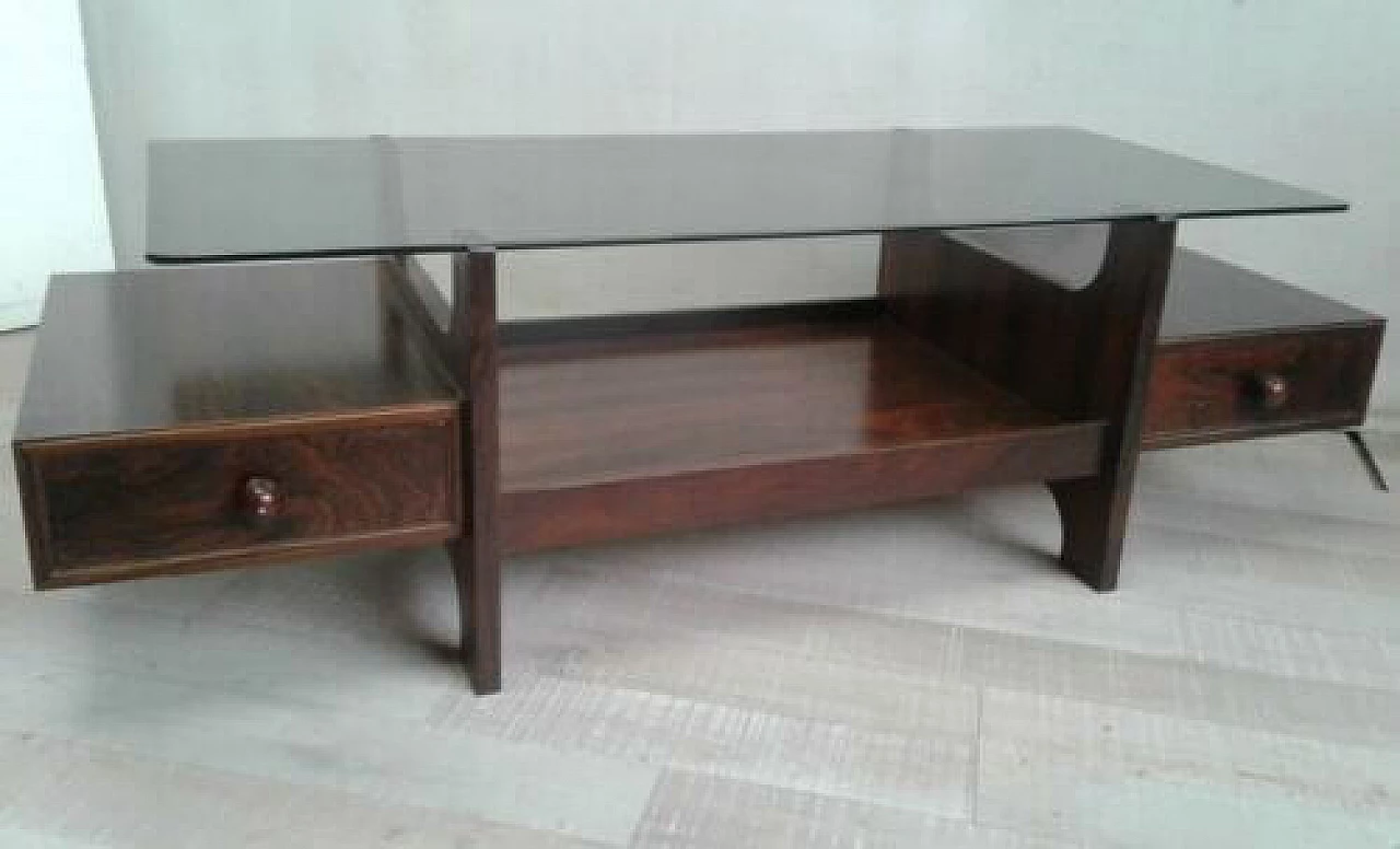 Teak coffee table with glass top, 1970s 1324640