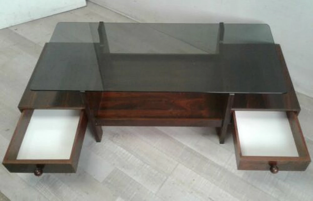 Teak coffee table with glass top, 1970s 1324641