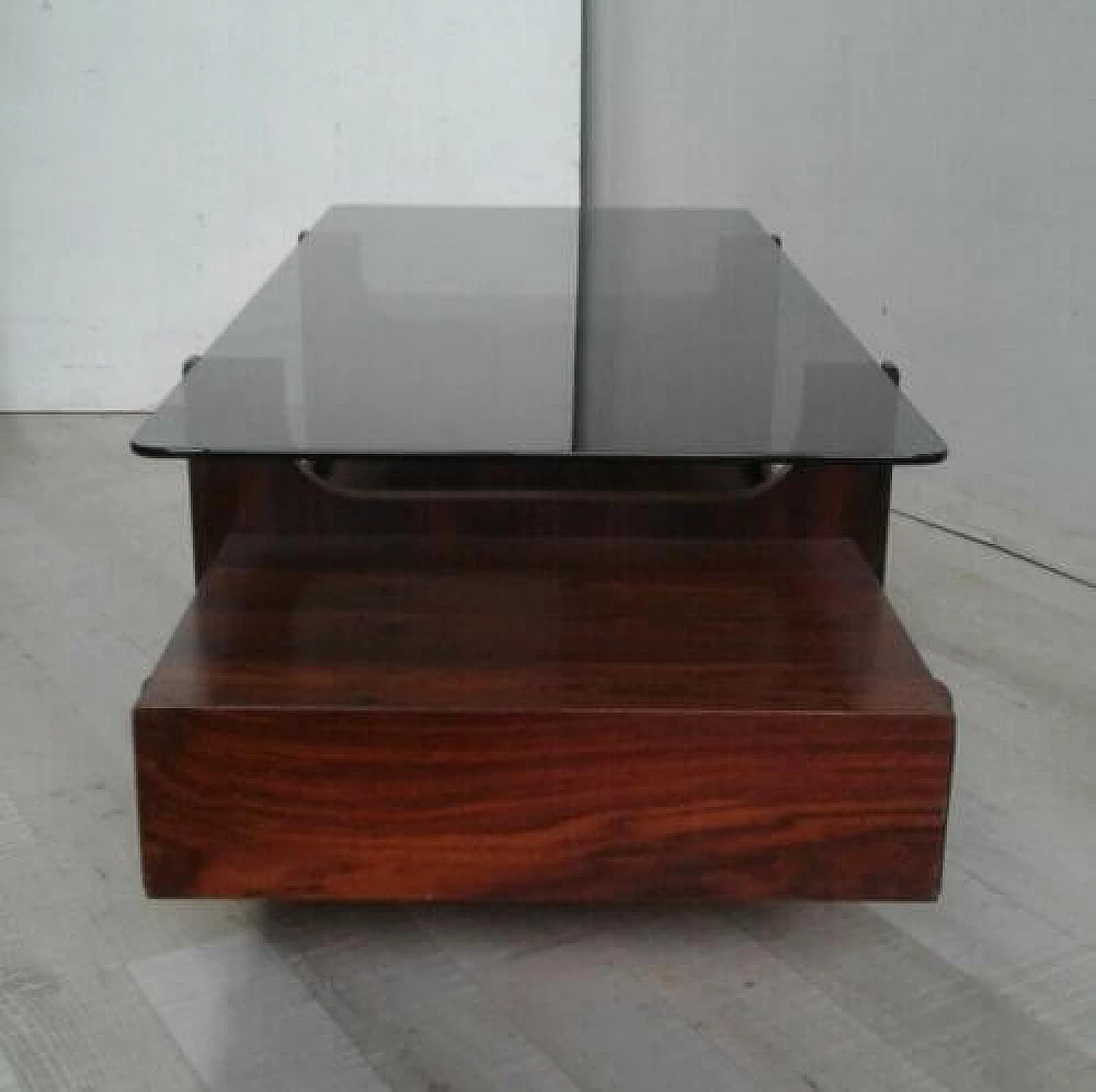 Teak coffee table with glass top, 1970s 1324642