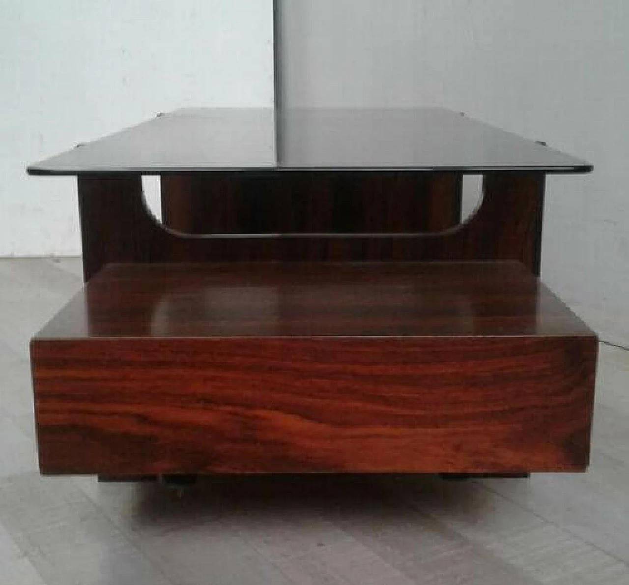 Teak coffee table with glass top, 1970s 1324646