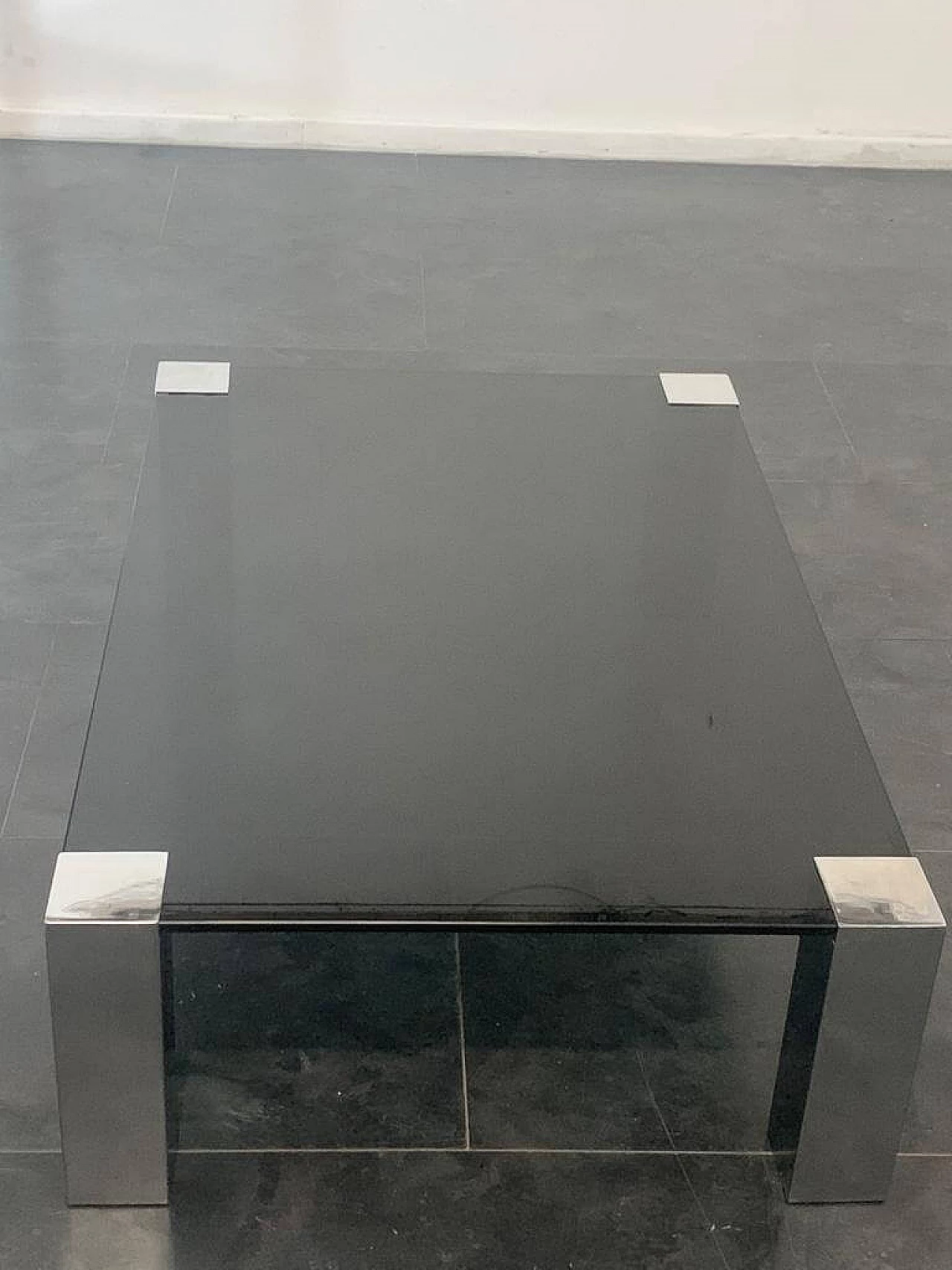 Tavolino in acciaio e cristallo di Cidue, anni '70 1324960