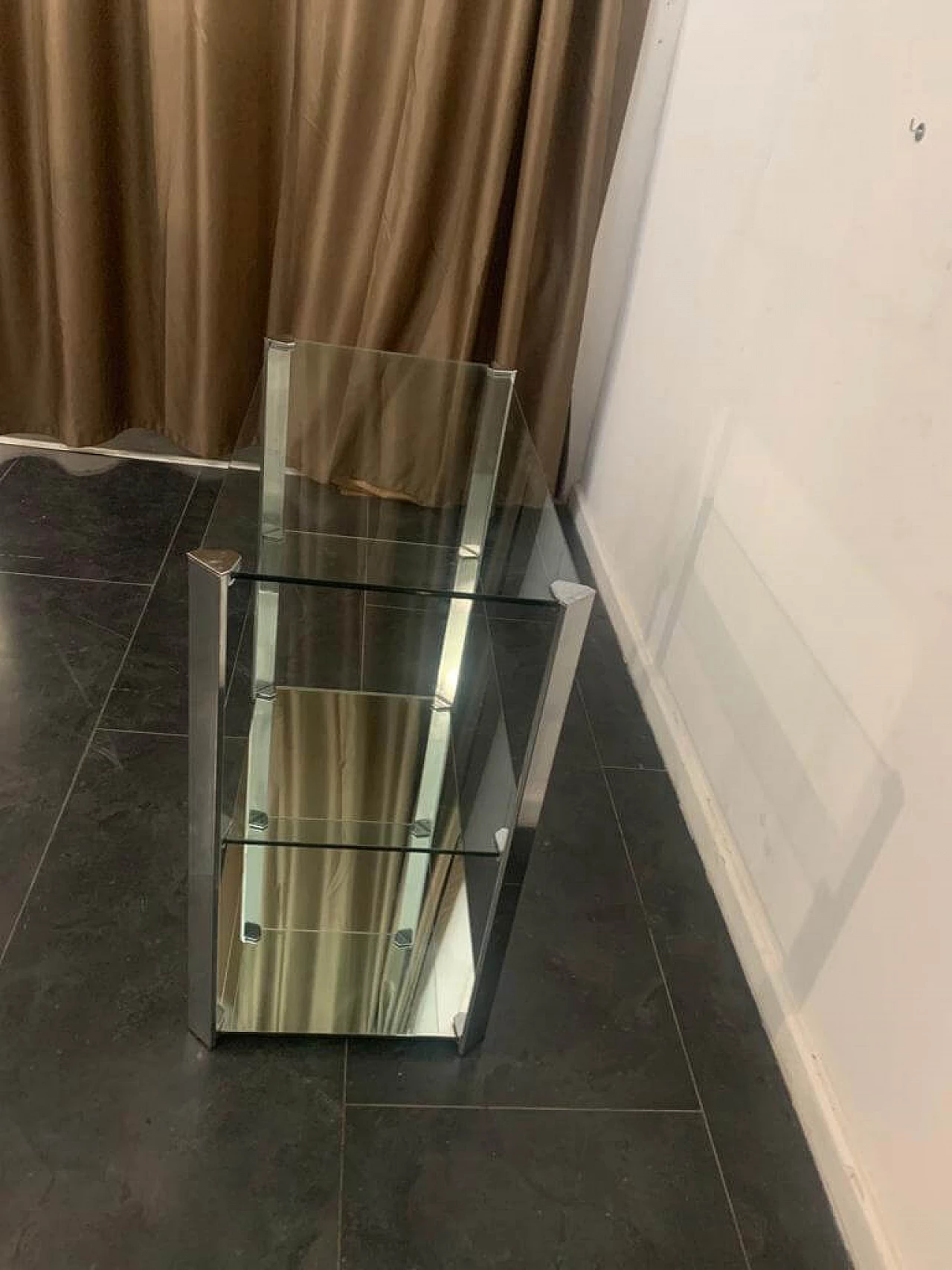 Piccola vetrina in vetro, specchio e acciaio di Cidue, anni '70 1324974