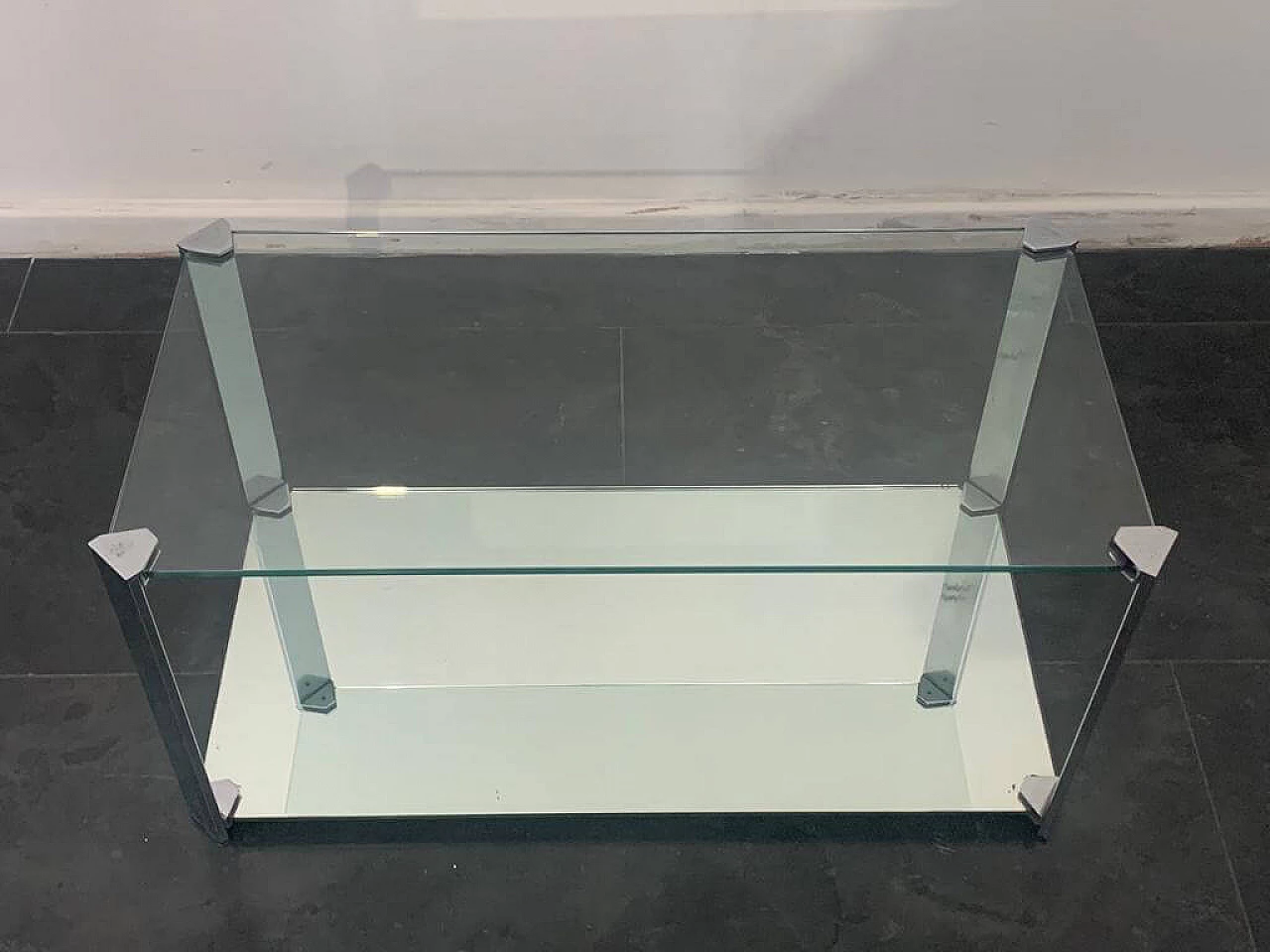 Coffee table in steel, crystal and mirror by Cidue, 1970s 1325005