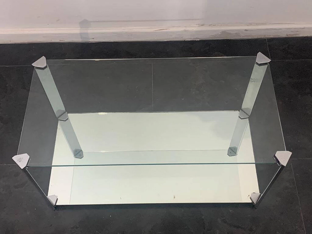 Coffee table in steel, crystal and mirror by Cidue, 1970s 1325006