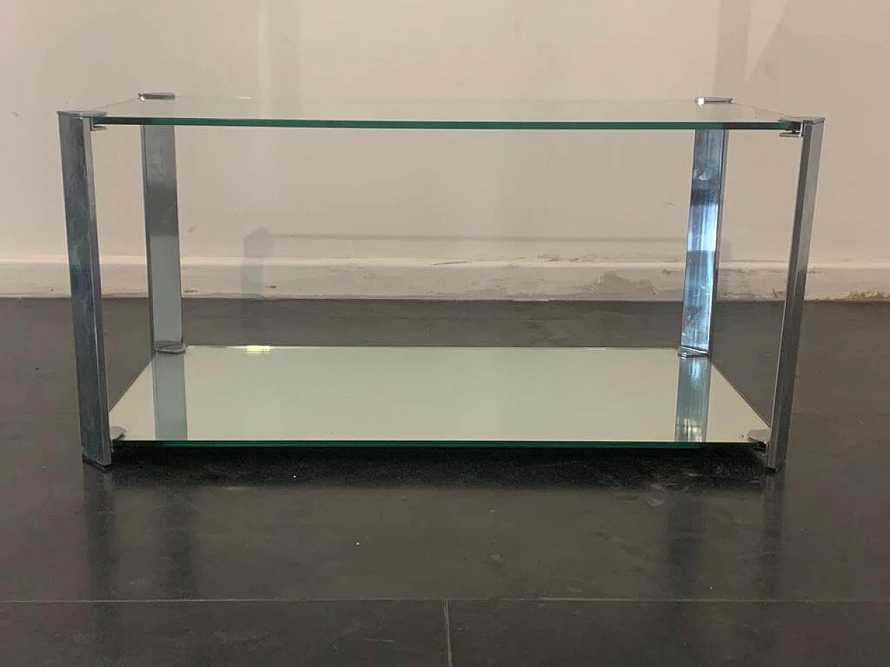 Coffee table in steel, crystal and mirror by Cidue, 1970s 1325011