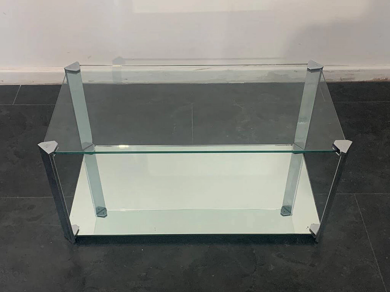 Coffee table in steel, crystal and mirror by Cidue, 1970s 1325012