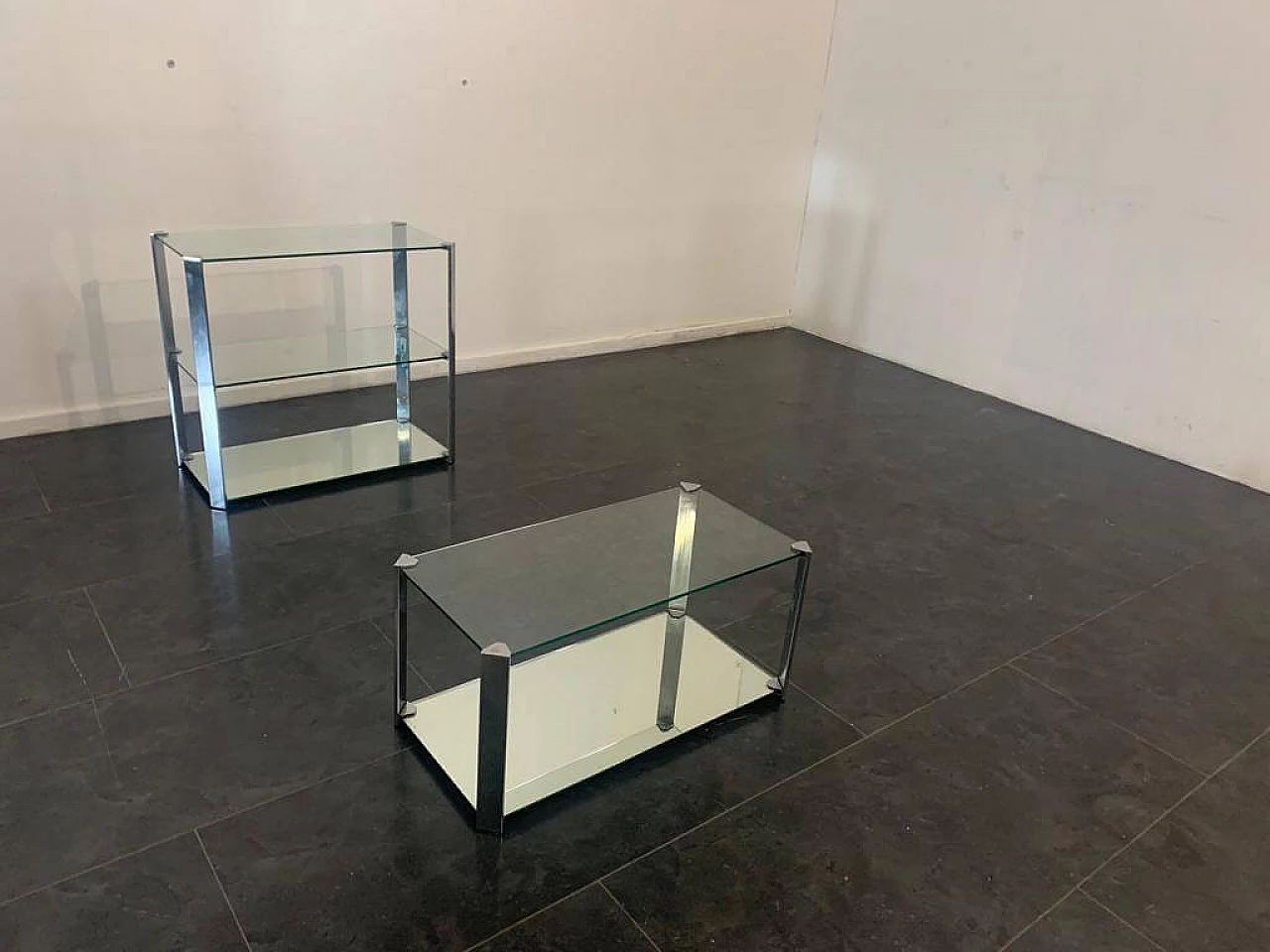 Coffee table in steel, crystal and mirror by Cidue, 1970s 1325013