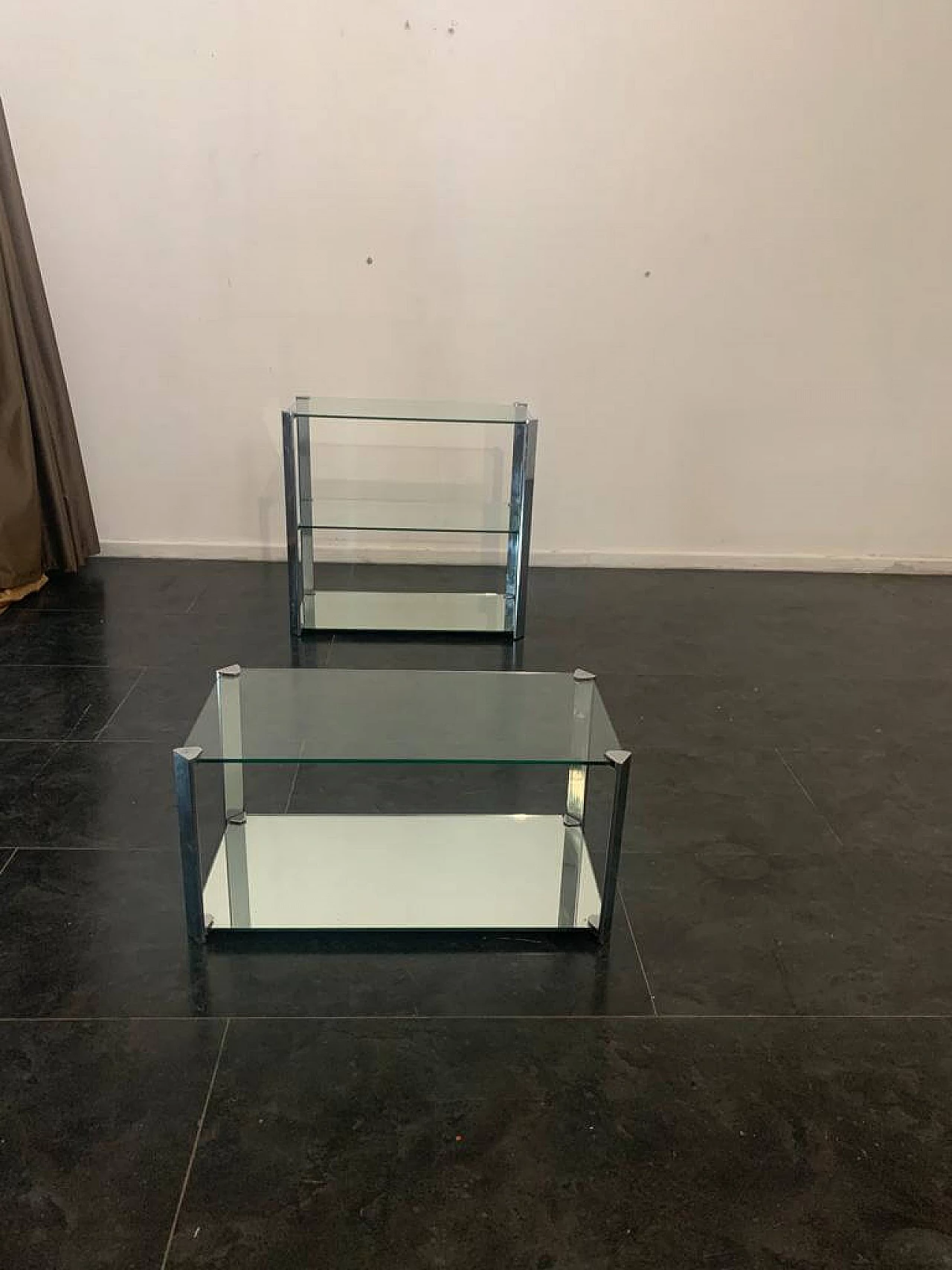Coffee table in steel, crystal and mirror by Cidue, 1970s 1325015