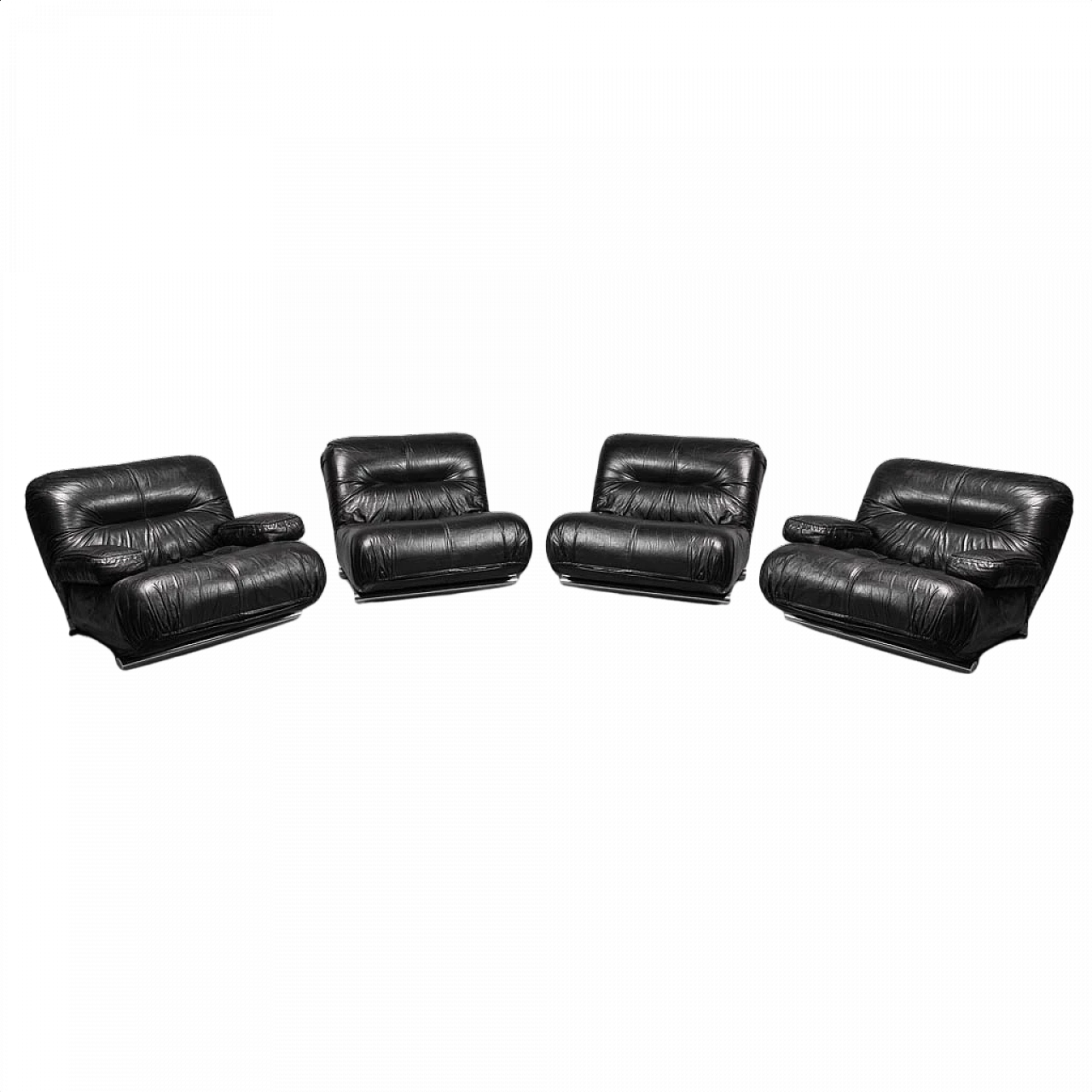 4 Poltrone in pelle di Giuseppe Munari, anni '60 1325045