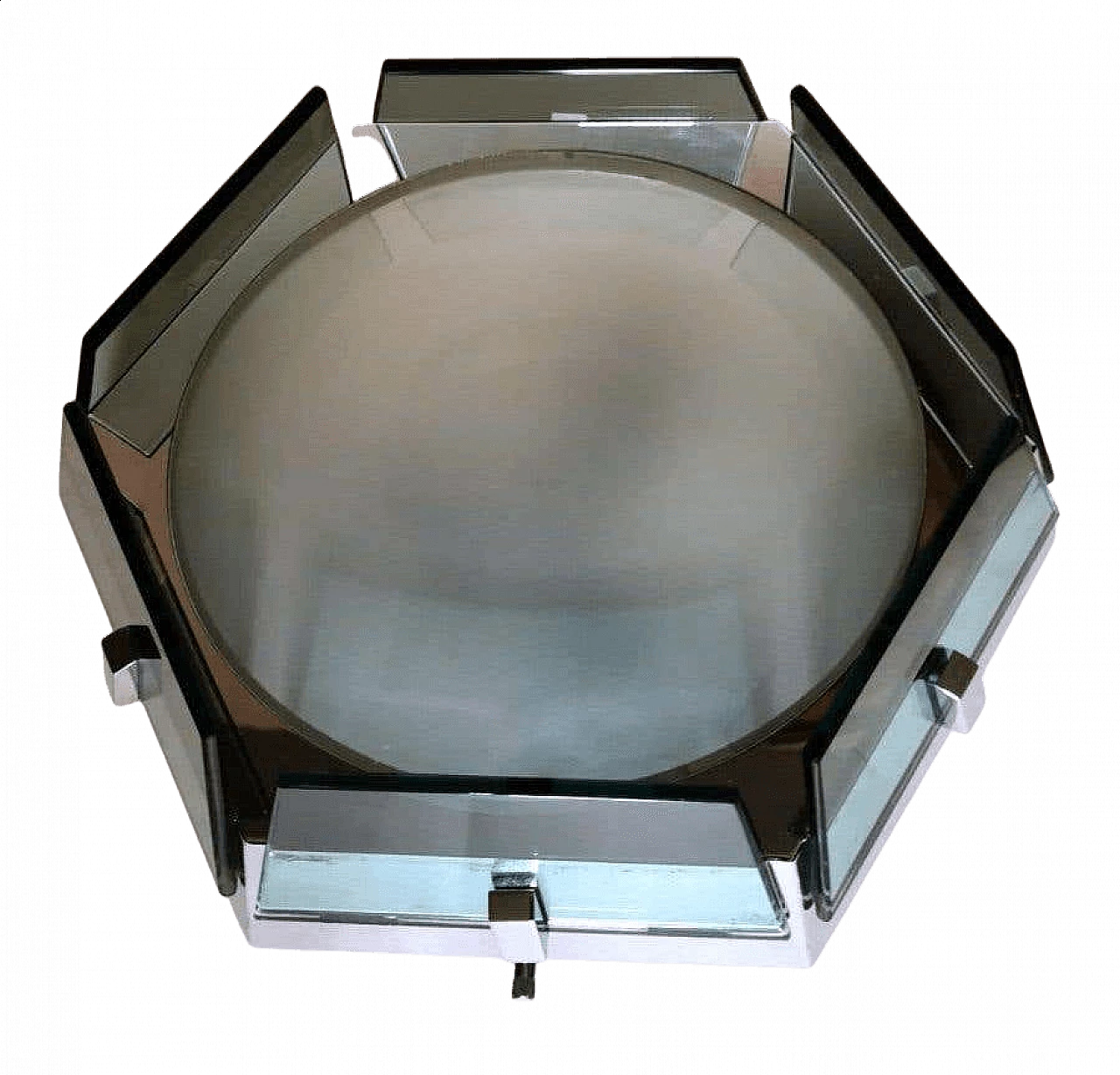 Ceiling light in glass and steel by Fontana Arte, 60s 1325148