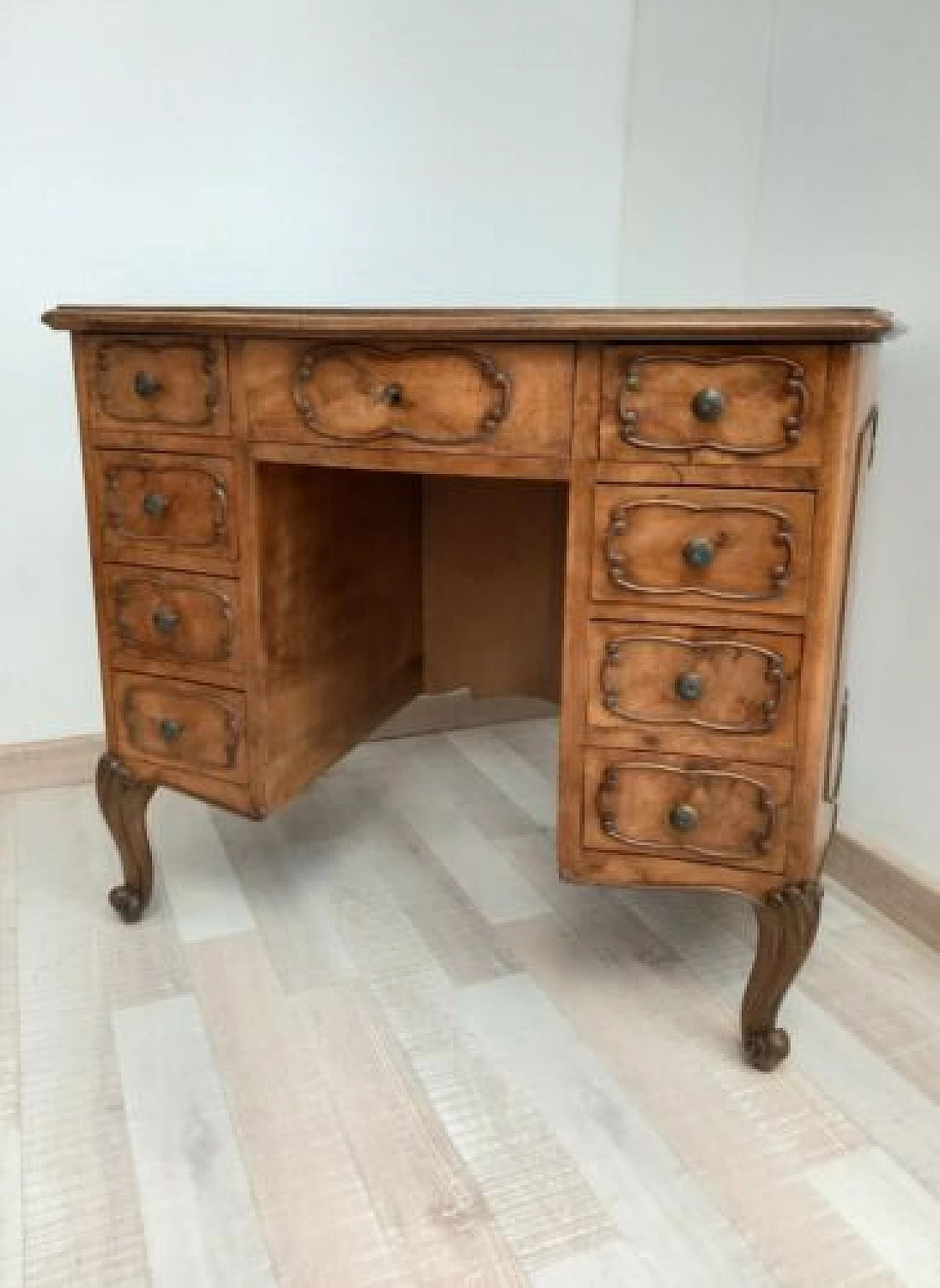Louis XV style walnut-root slab desk 1325164