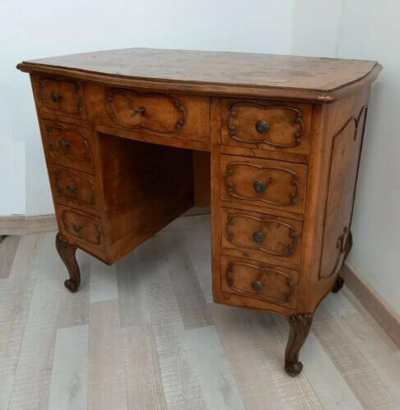 Louis XV style walnut-root slab desk 1325165