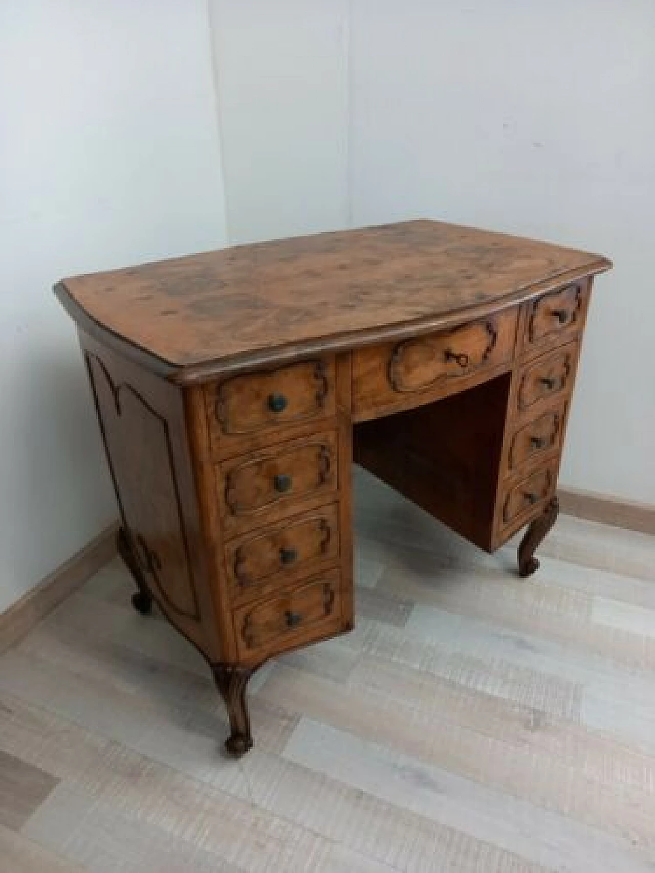 Louis XV style walnut-root slab desk 1325174