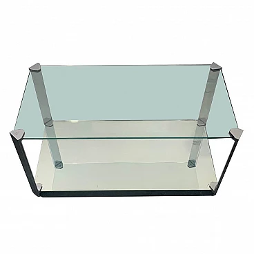 Coffee table in steel, crystal and mirror by Cidue, 1970s