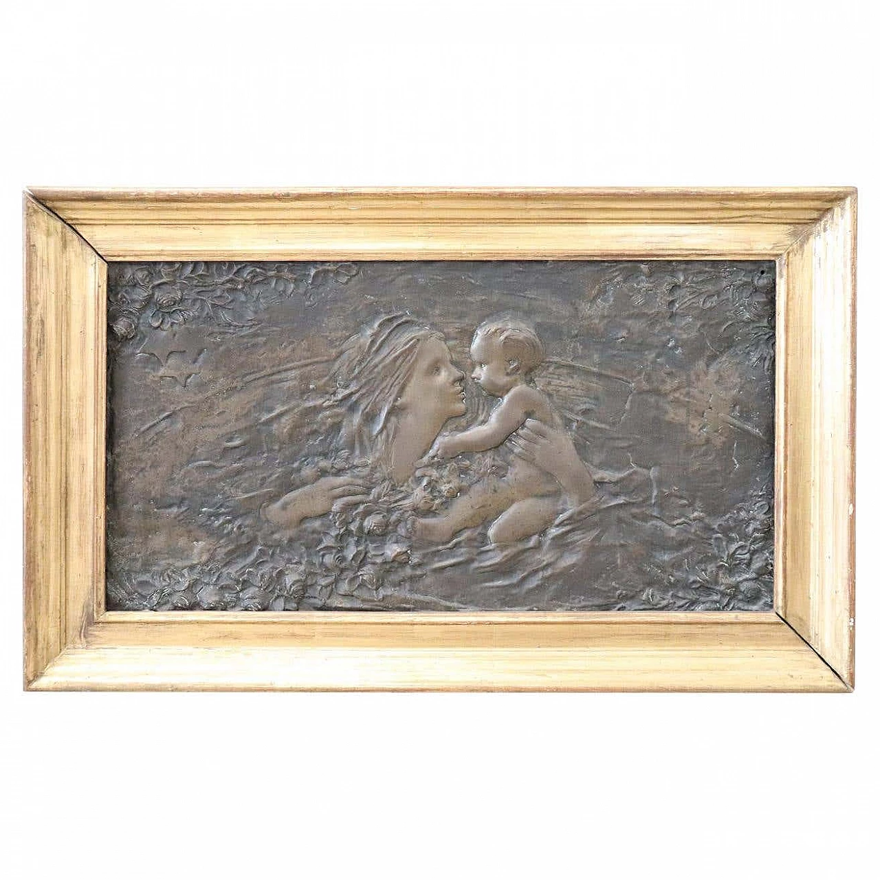 Donna con bambino, bassorilievo in bronzo Art Nouveau, inizio '900 1325334