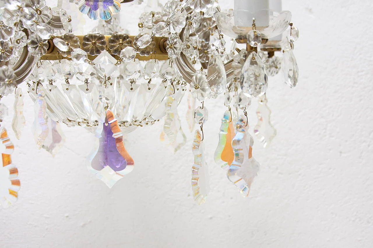 Lampadario in cristallo e ottone, anni '30 1325351