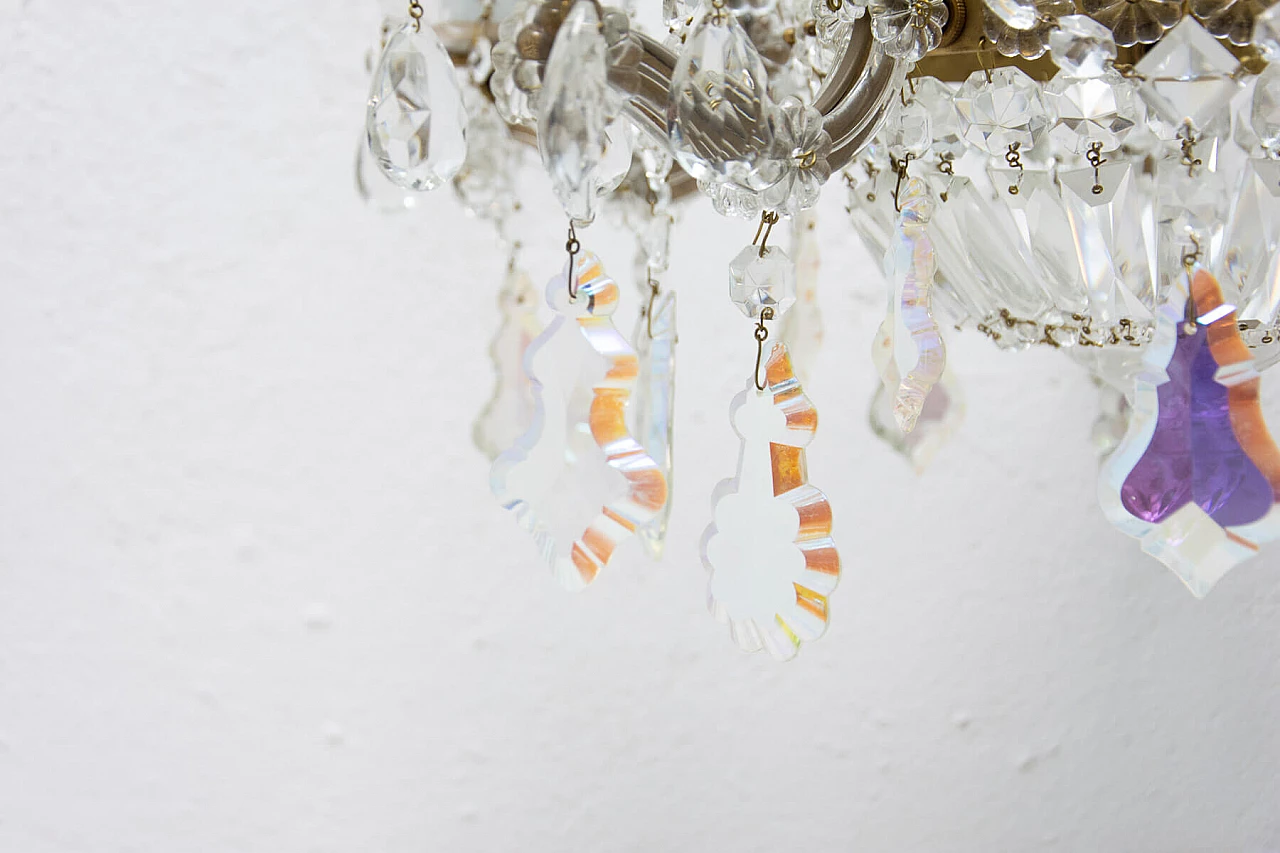 Lampadario in cristallo e ottone, anni '30 1325353