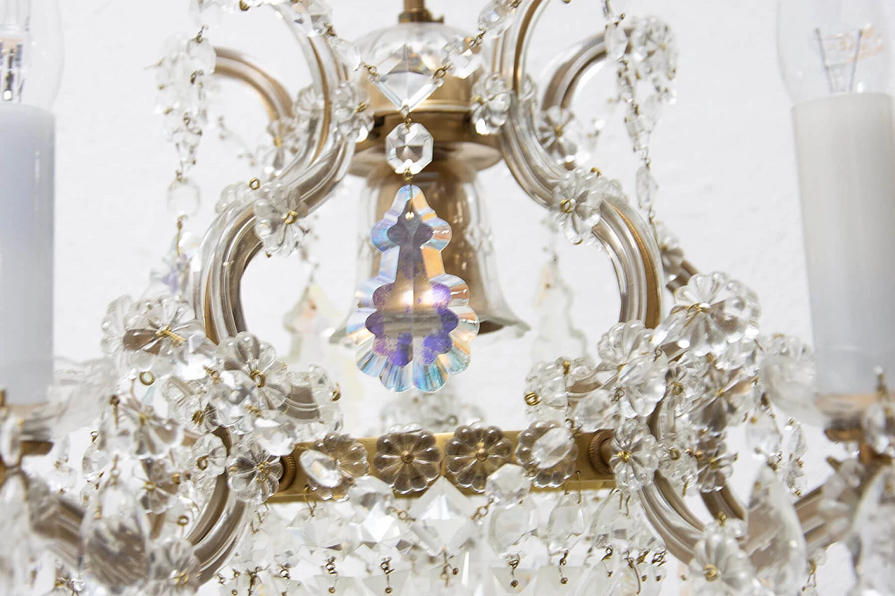 Lampadario in cristallo e ottone, anni '30 1325354