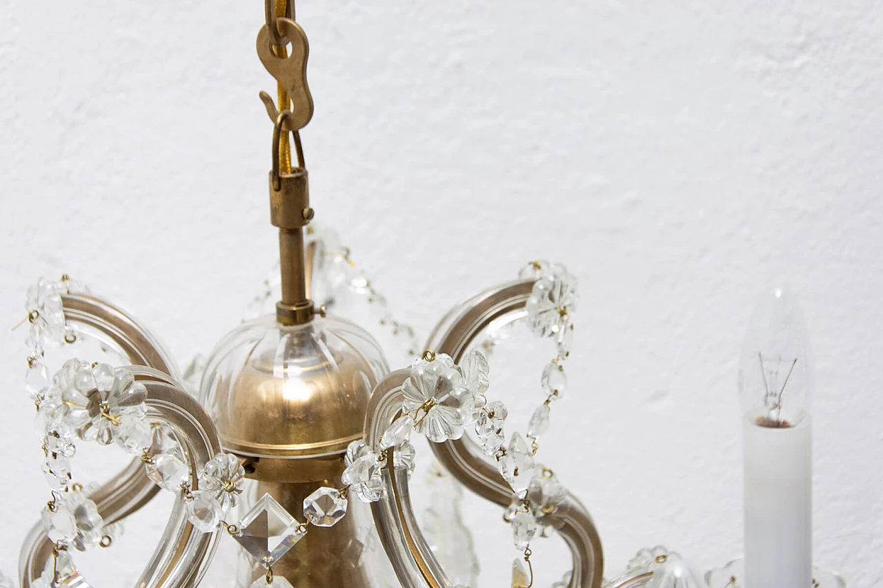 Lampadario in cristallo e ottone, anni '30 1325355