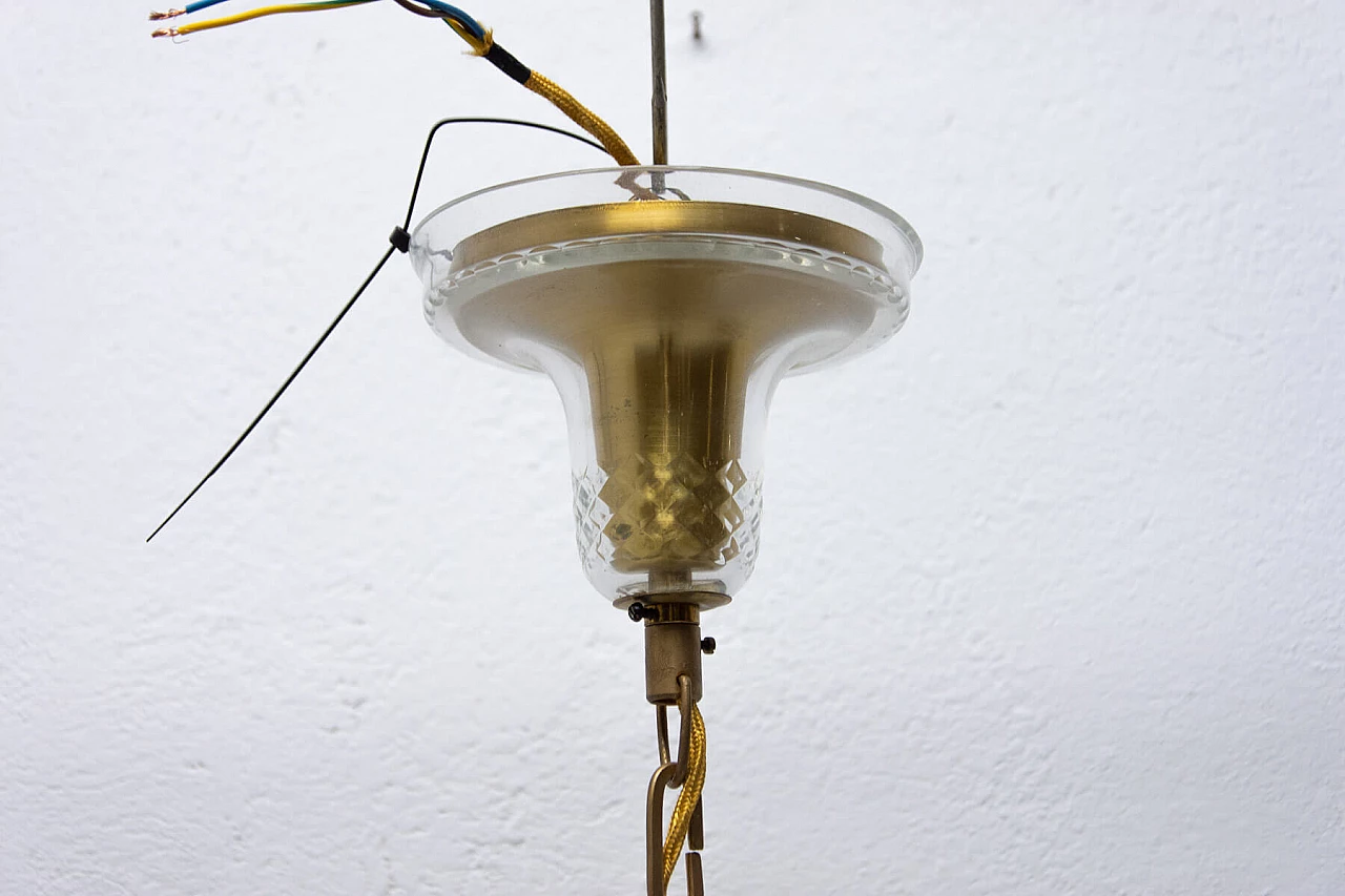 Lampadario in cristallo e ottone, anni '30 1325357