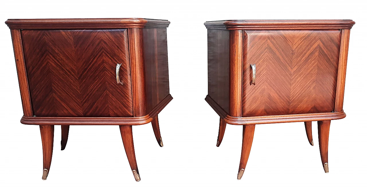 Coppia di comodini in Palissandro asimmetrici, anni '50 1325481