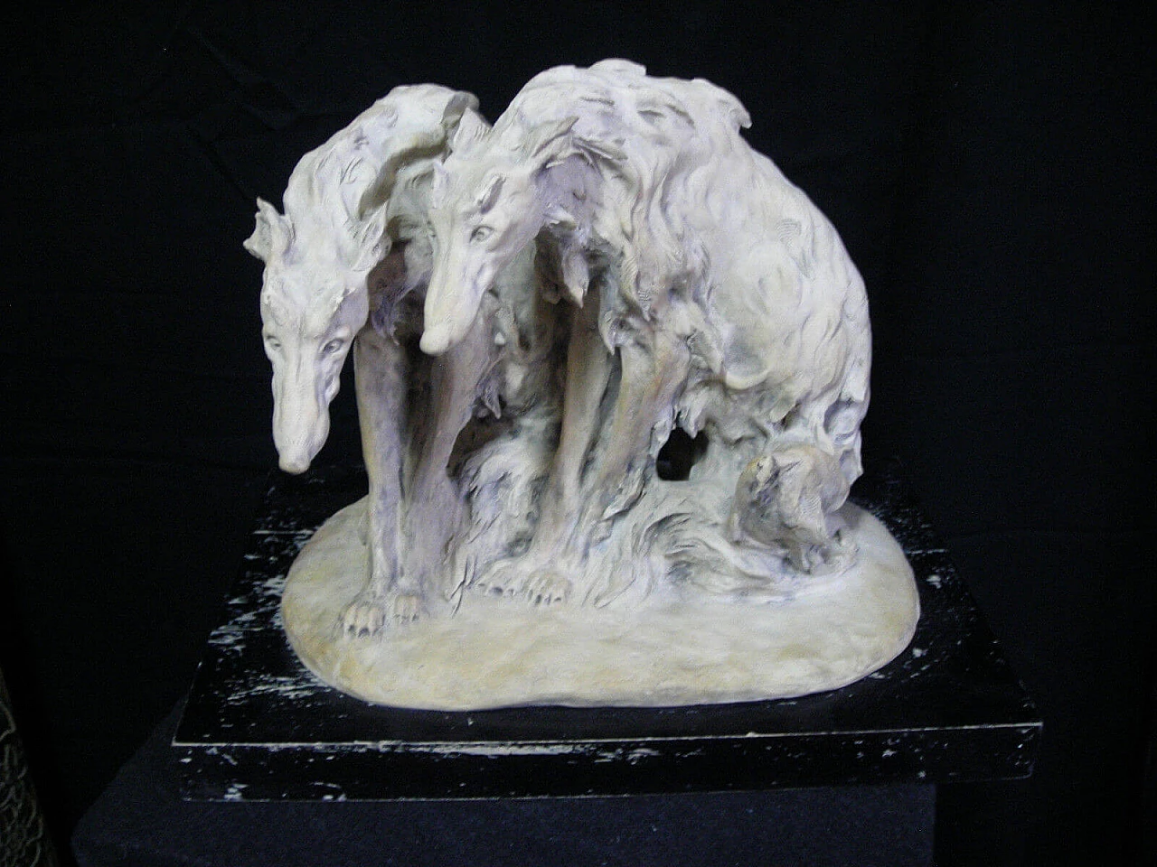 Tornati, Coppia di levrieri russi, statuetta in terracotta, inizio '900 1325892