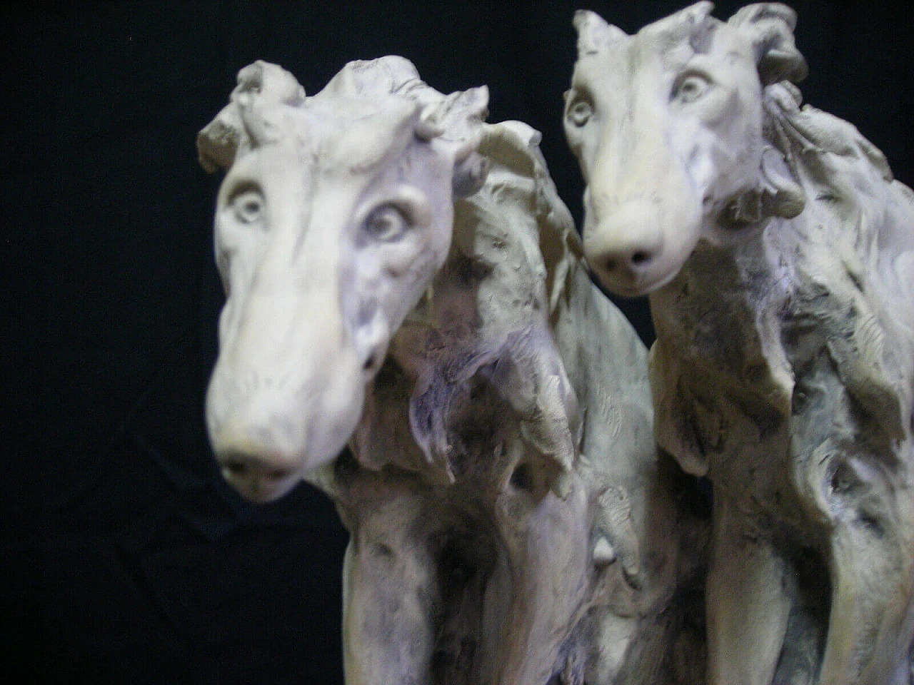 Tornati, Coppia di levrieri russi, statuetta in terracotta, inizio '900 1325894