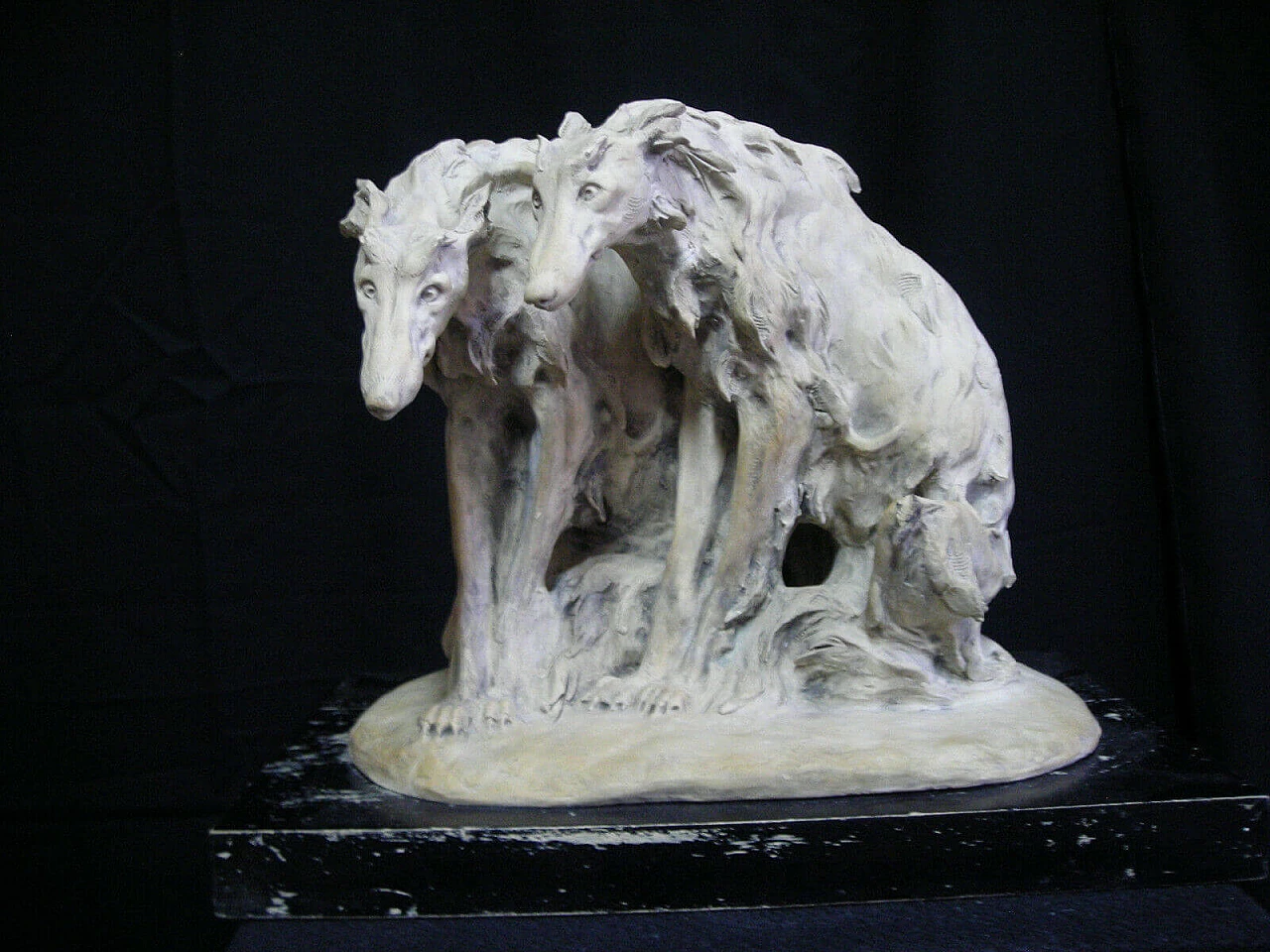 Tornati, Coppia di levrieri russi, statuetta in terracotta, inizio '900 1325895