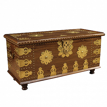 Indian chest made of wood and gilded metal
