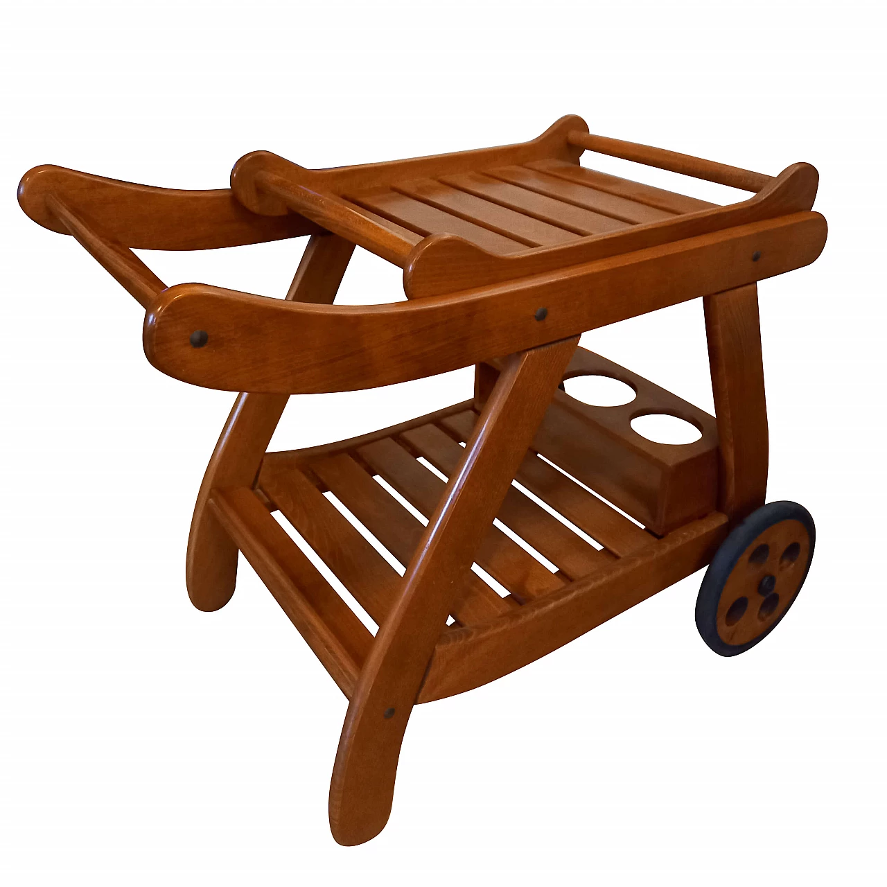 Wooden food trolley with removable tray 1326137