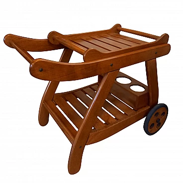 Wooden food trolley with removable tray