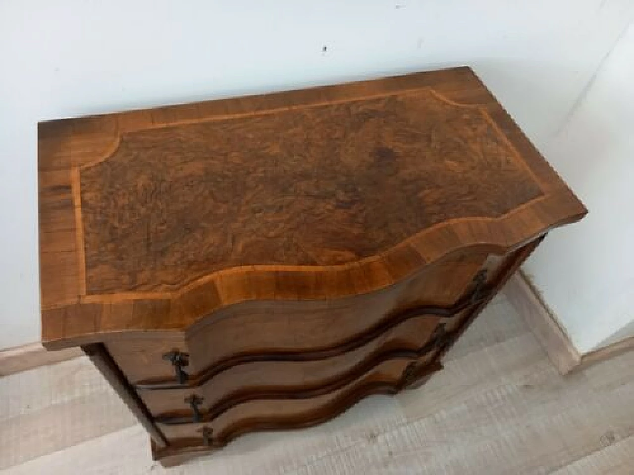 Cabinet with three drawers panelled in walnut and briarwood, 1940s 1326207