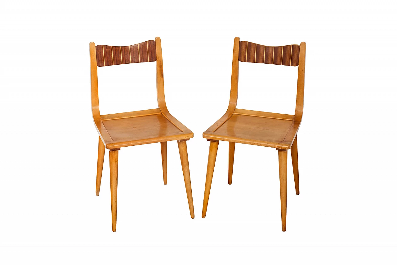 Coppia di sedie in faggio dallo stile scandinavo, anni '50 1326583