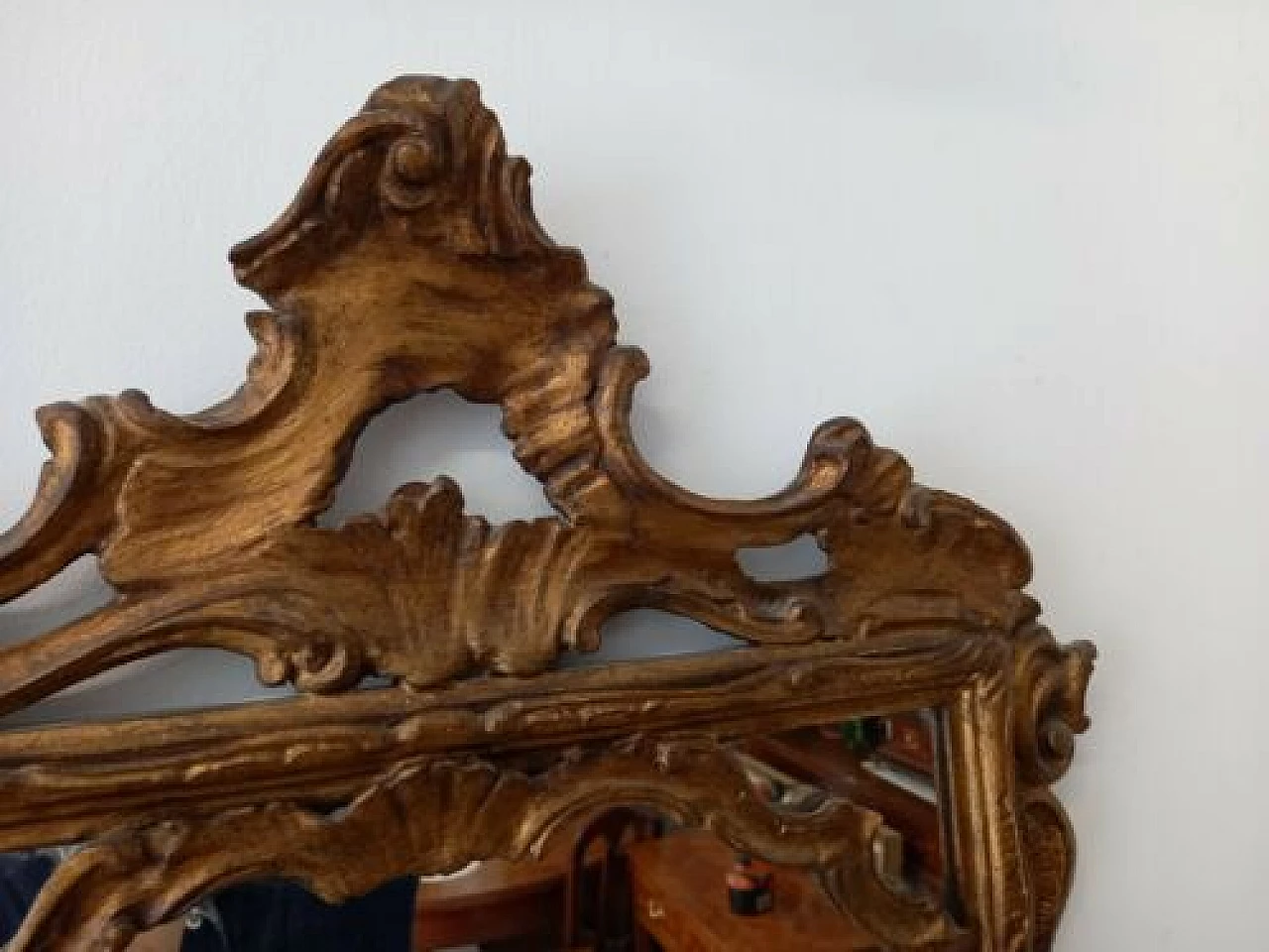 Specchiera Rococò in legno intagliato dorato, inizio '900 1326760