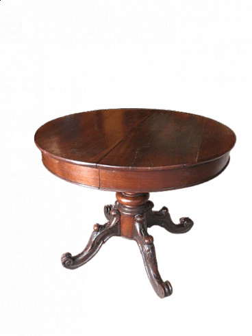 Extendable round walnut table, mid-19th century