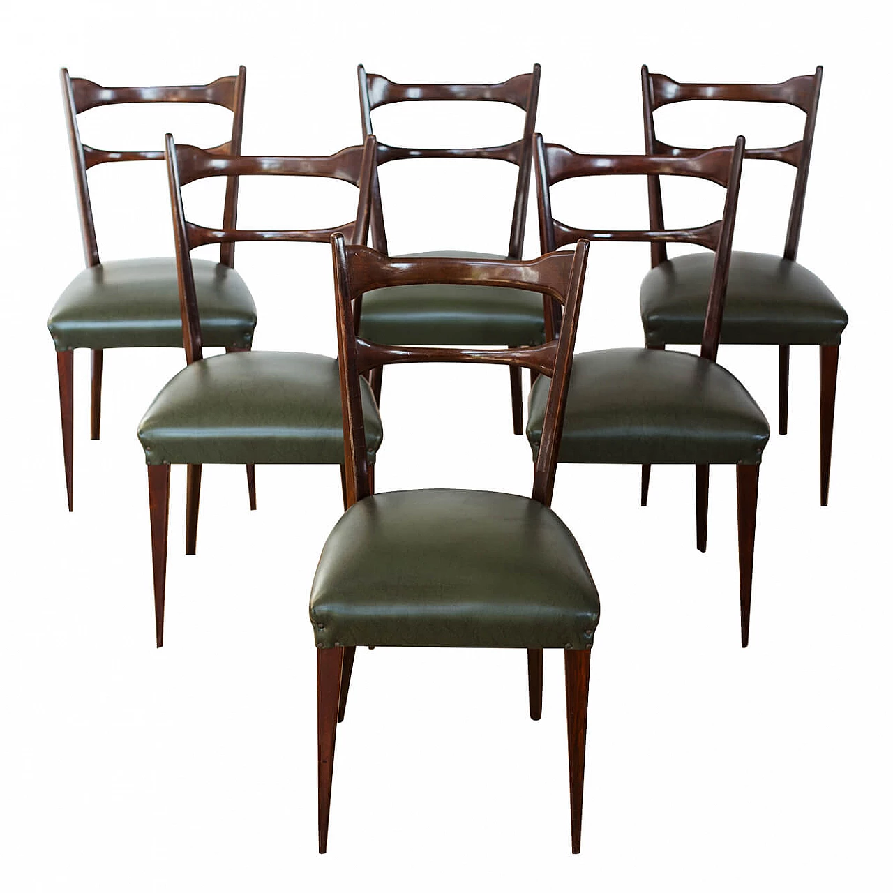 6 Ebonized beech chairs in the style of Paolo Buffa, 40s 1327011