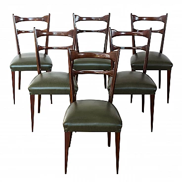 6 Ebonized beech chairs in the style of Paolo Buffa, 40s